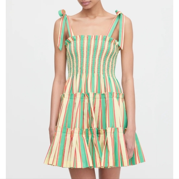 Hill House Dresses & Skirts - Hill House Green and Yellow Striped Mini Dress